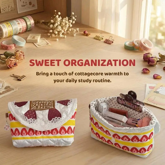 Strawberry Cake Pouch – Kawaii Zipper Organizer Bag Kawaii Zipper Pouch Oasis Select Default Title