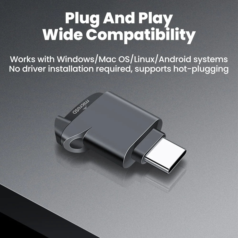 USB-C MicroSD TF Card Reader for iPhone 17/16/15 & Samsung