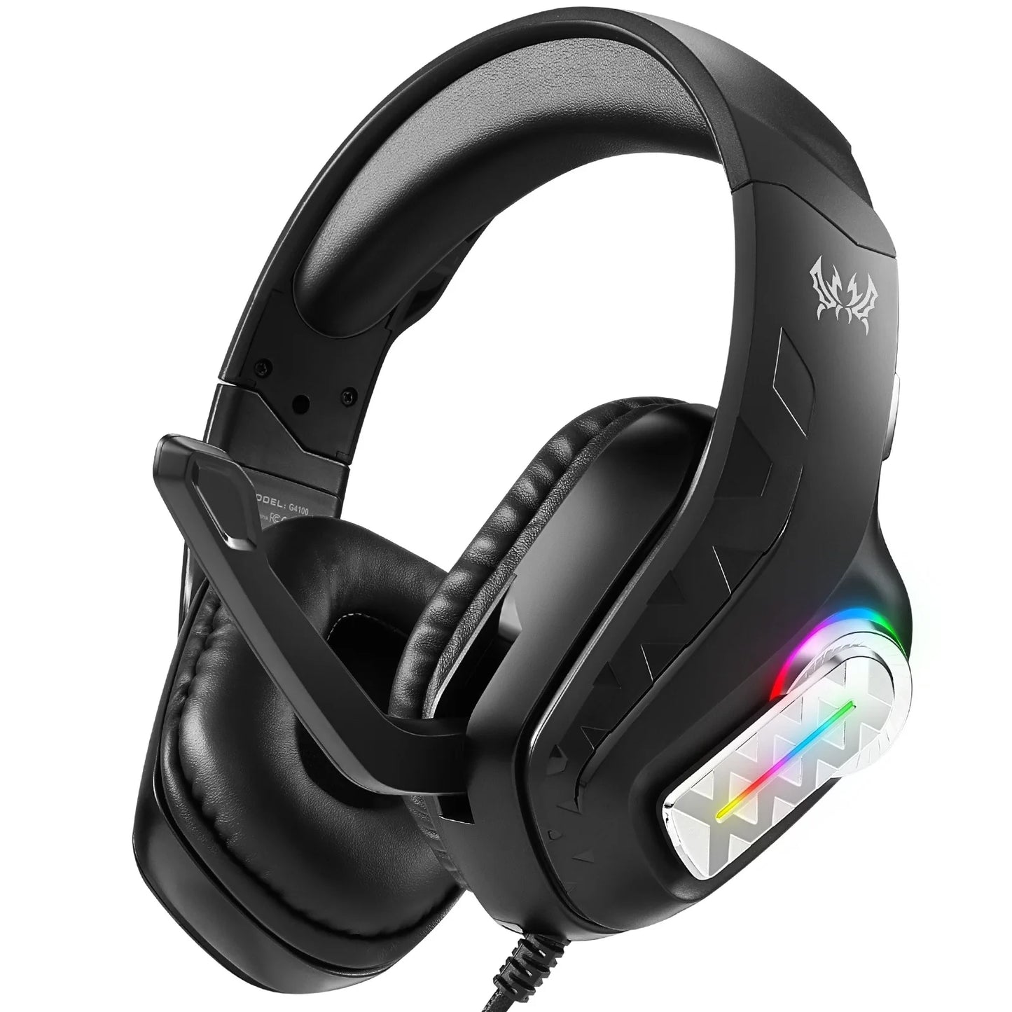 G4100 Wired Gaming Headset with RGB Light & In-line Control, Noise Cancelling Mic Over-Ear Headphones for PC Laptop Smartphones Peaceful Pleasures Health and Wellness Black