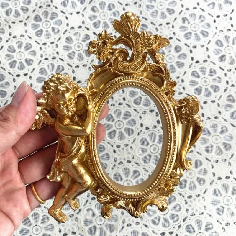 1PC Retro Photo Frame Gold Picture Frame Home Decor Photography Props Wedding Pictures Frames Gifts Desk Decoration Ornament Peaceful Pleasures Health and Wellness