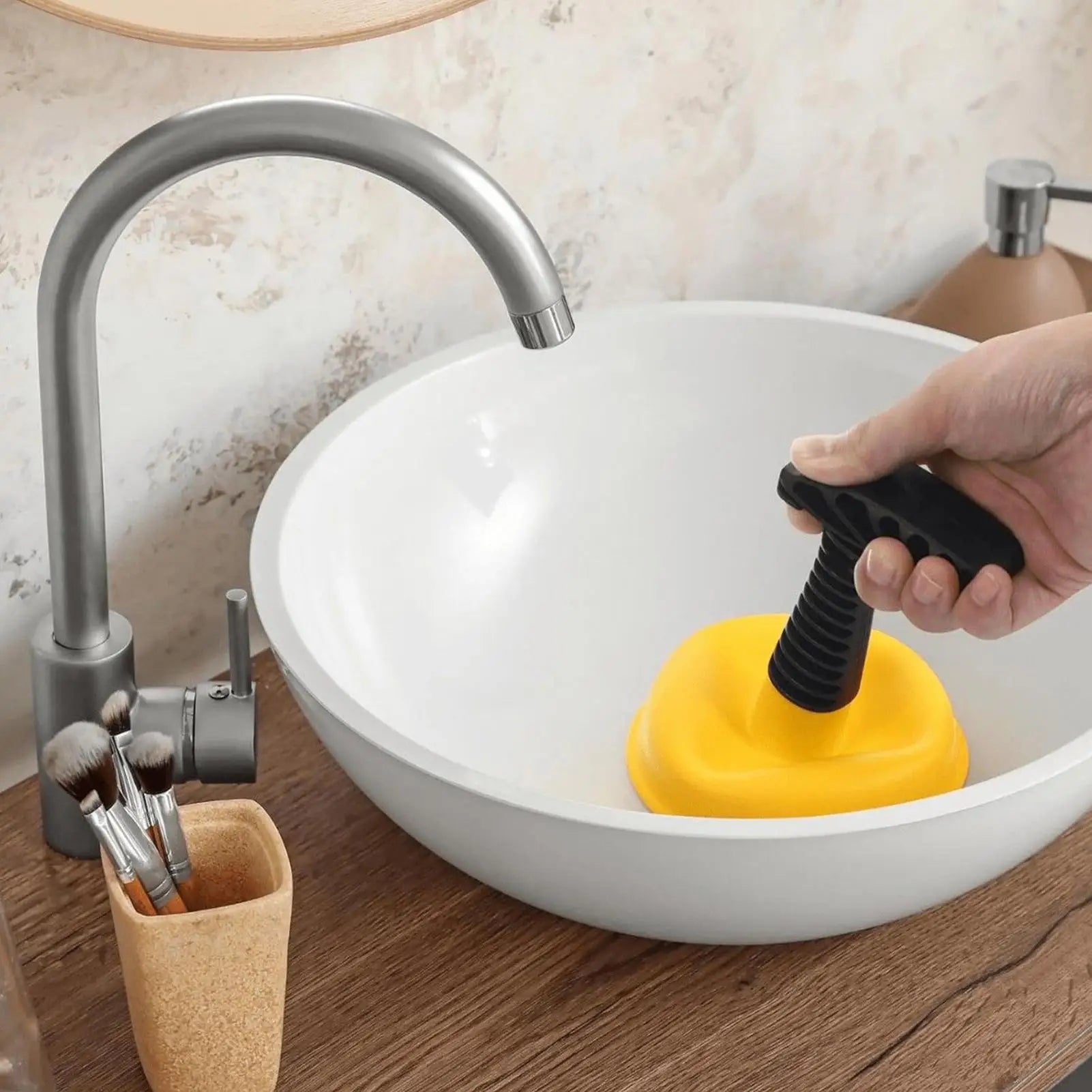 Powerful Drain Plunger for Clogged Toilet Sink & Shower, Unblock Drain Pipe with Splash Guard, Heavy-Duty Unblocker Tool Peaceful Pleasures Health and Wellness