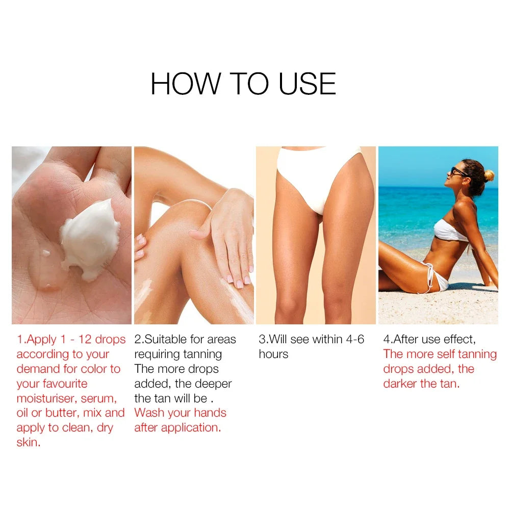 30ml Self -Tanning Drops Body Self Tanner Sunless Tanning Lotion for Natural-Looking Tanner For Body Skin Care Peaceful Pleasures Health and Wellness