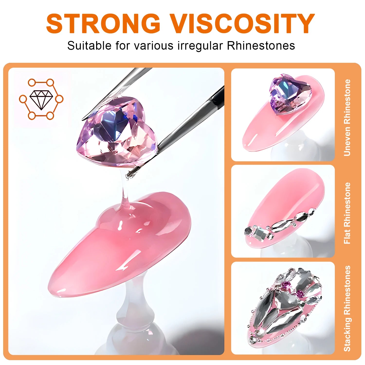 TWOING 8g/15g Super Strong Sticky Nail Glue Gel For Rhinestones Nail Art Decorations No Wipe DIY Gem Adhesive Functional UV Gel Peaceful Pleasures Health and Wellness
