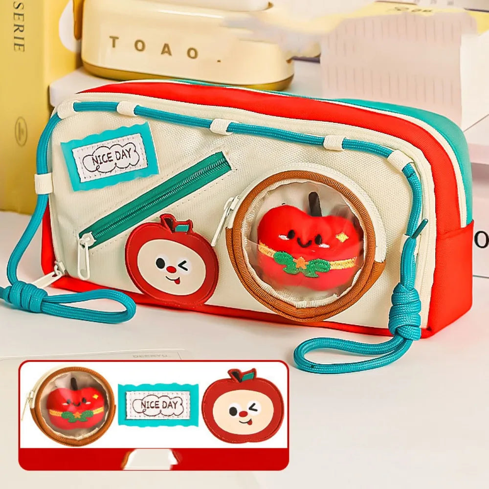 Large Capacity Hamburger Pencil Case Aesthetic Portable School Cases Pouch Kawaii Delicious Food Bag Organizer Box Student Peaceful Pleasures Health and Wellness Style 2