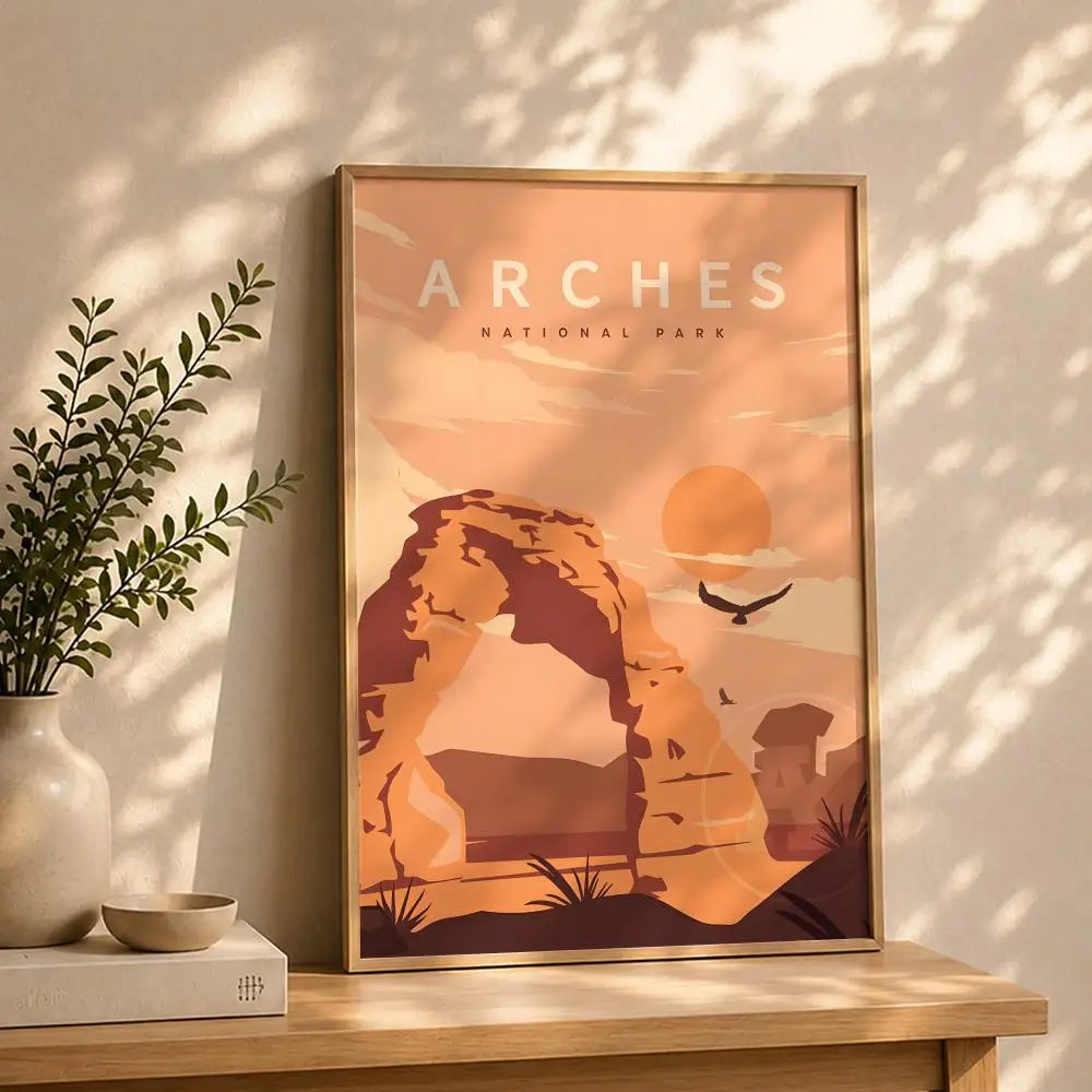 Scenery A-Arches National ParkS Poster HD Self Adhesive Waterproof Wall Art Ideal for Home Office Dorm Bedroom Great Gift Peaceful Pleasures Health and Wellness White6 15X20cmNoframe