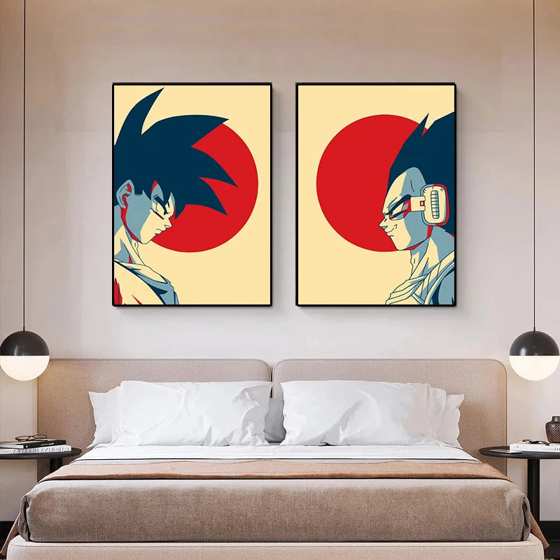 Classic Japanese Anime Surrounding Dragon Ball Goku Vegeta Poster Vintage Canvas Painting Print Picture Children Gift Cuadros Peaceful Pleasures Health and Wellness