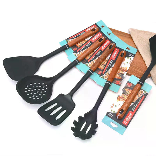 7-Piece Wooden Silicone Nonstick Kitchen Utensil Spatula Set Kitchen Utensil Set Peaceful Pleasures Health and Wellness