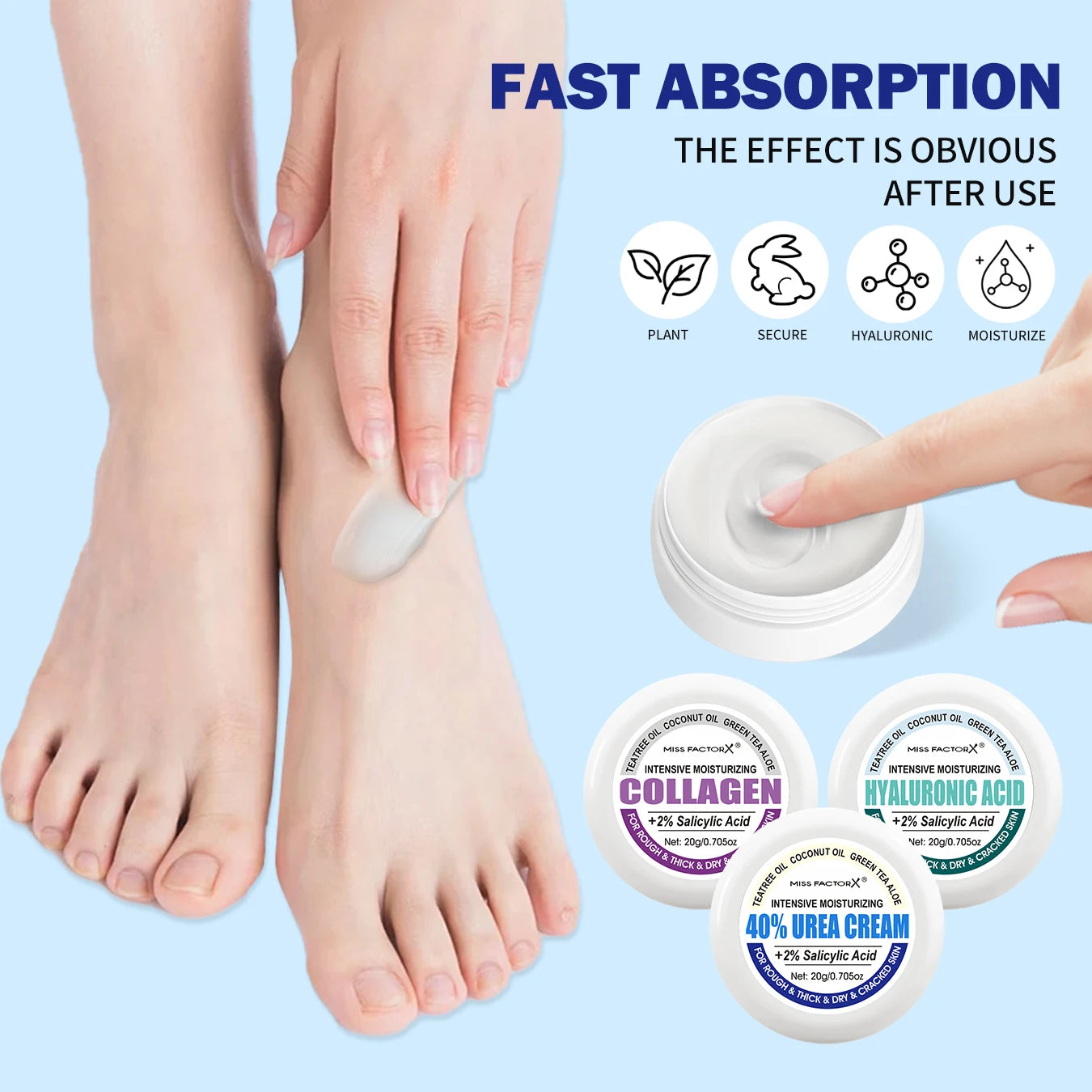 3PCS/Box Urea Foot Cream Moisturizer, with Salicylic Acid, for Dry and Cracked Feet - Hand and Foot Care for and Women Peaceful Pleasures Health and Wellness