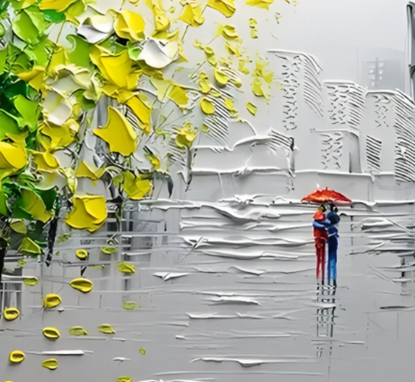 Large-scale Hand-painted Acrylic Knife Painting, Popular Street View, Black, White, Yellow, Green, Modern, Abstract, Thick Oil Peaceful Pleasures Health and Wellness