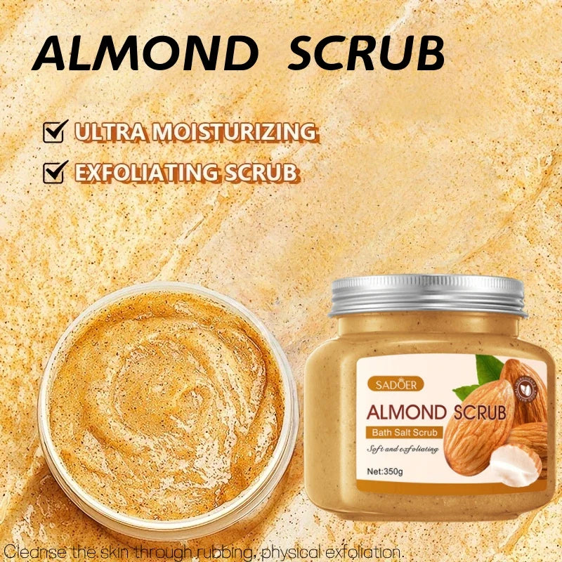 SADOER Almond Body Scrub 350g – Exfoliating Cream All Skin