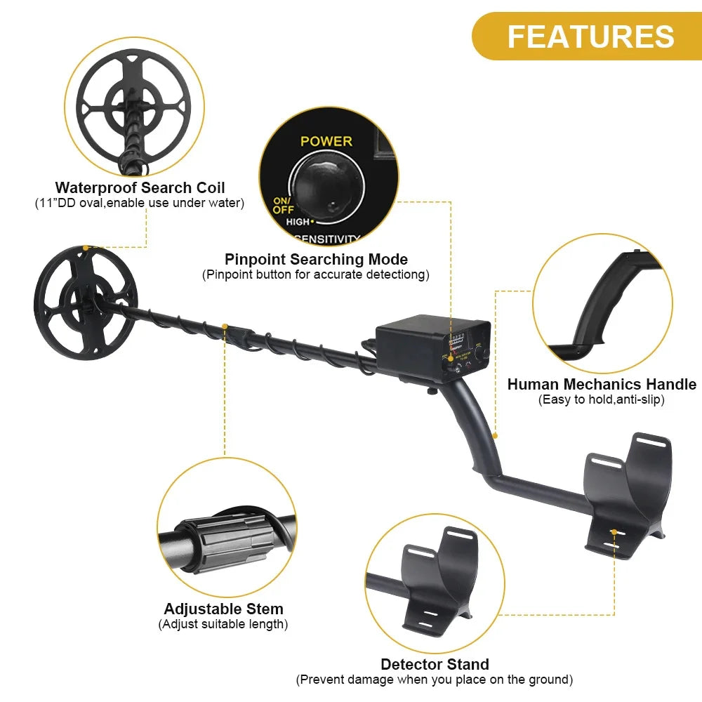 TC-200 New Upgrade Metal Detector Underground Wire Iron Metal Gold Detector Adjustable Tracker for Treasure Search Peaceful Pleasures Health and Wellness