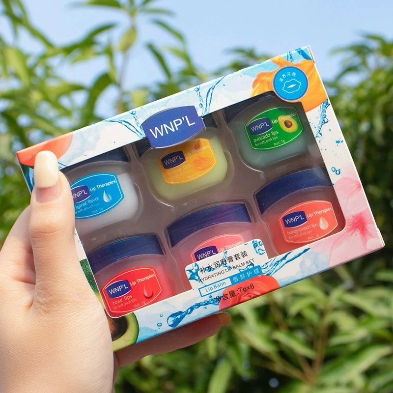 Natural Plant Lip Balm Set 6pcs – Moisturizing & Plumping
