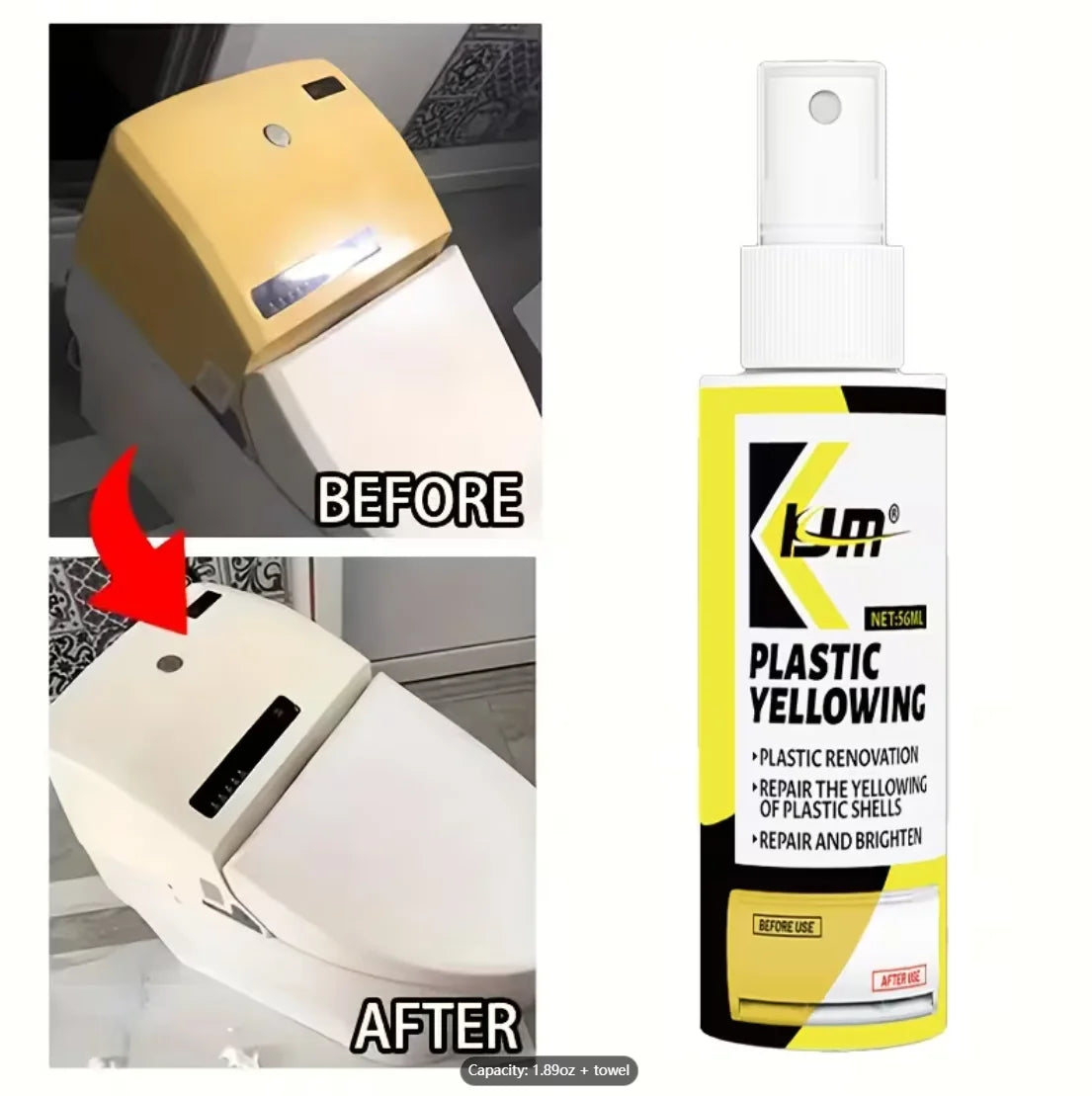 Plastic Yellowing Remover Spray – Restore White Plastic Easily