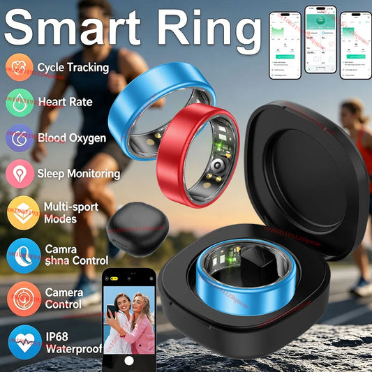 R09 Smart Ring Men Women with Charging Case,Heart Rate Blood Oxygen Monitor, IP68 & 5ATM Waterproof For Android iOS Holiday Gift Peaceful Pleasures Health and Wellness