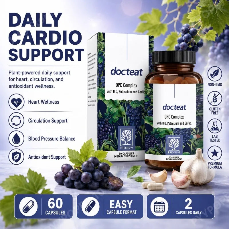 Docteat OPC Complex – Grape Seed Extract, Garlic & Potassium 60ct