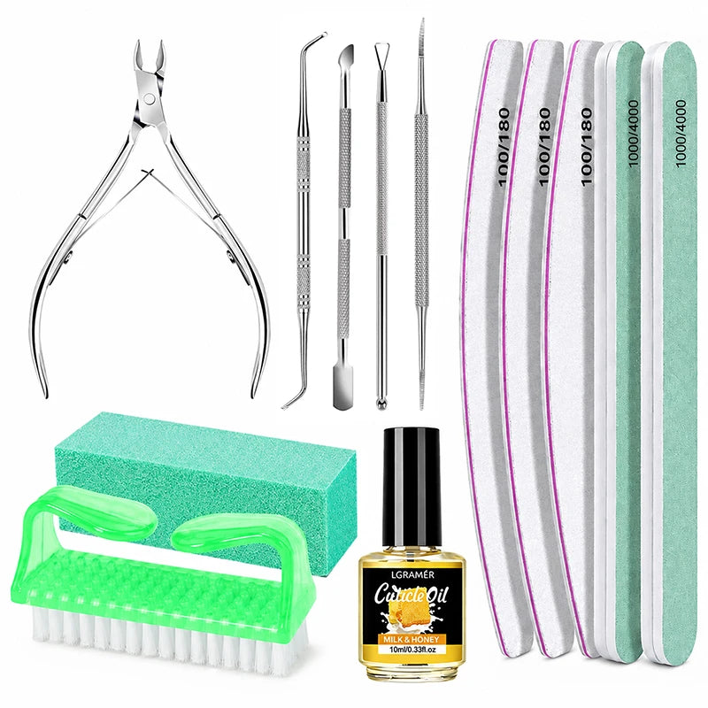 13-Piece Nail Care Manicure Set with Cuticle Oil & Nipper