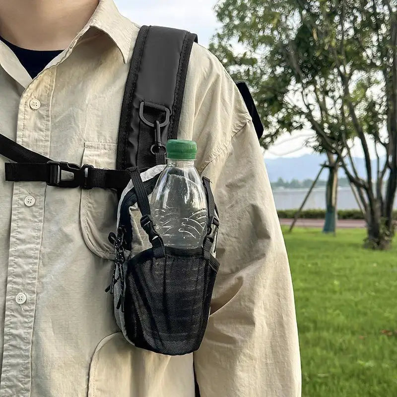 Portable Water Bottle Holder – Mesh Pocket & Adjustable Strap Outdoor Bottle Holder Peaceful Pleasures Health and Wellness