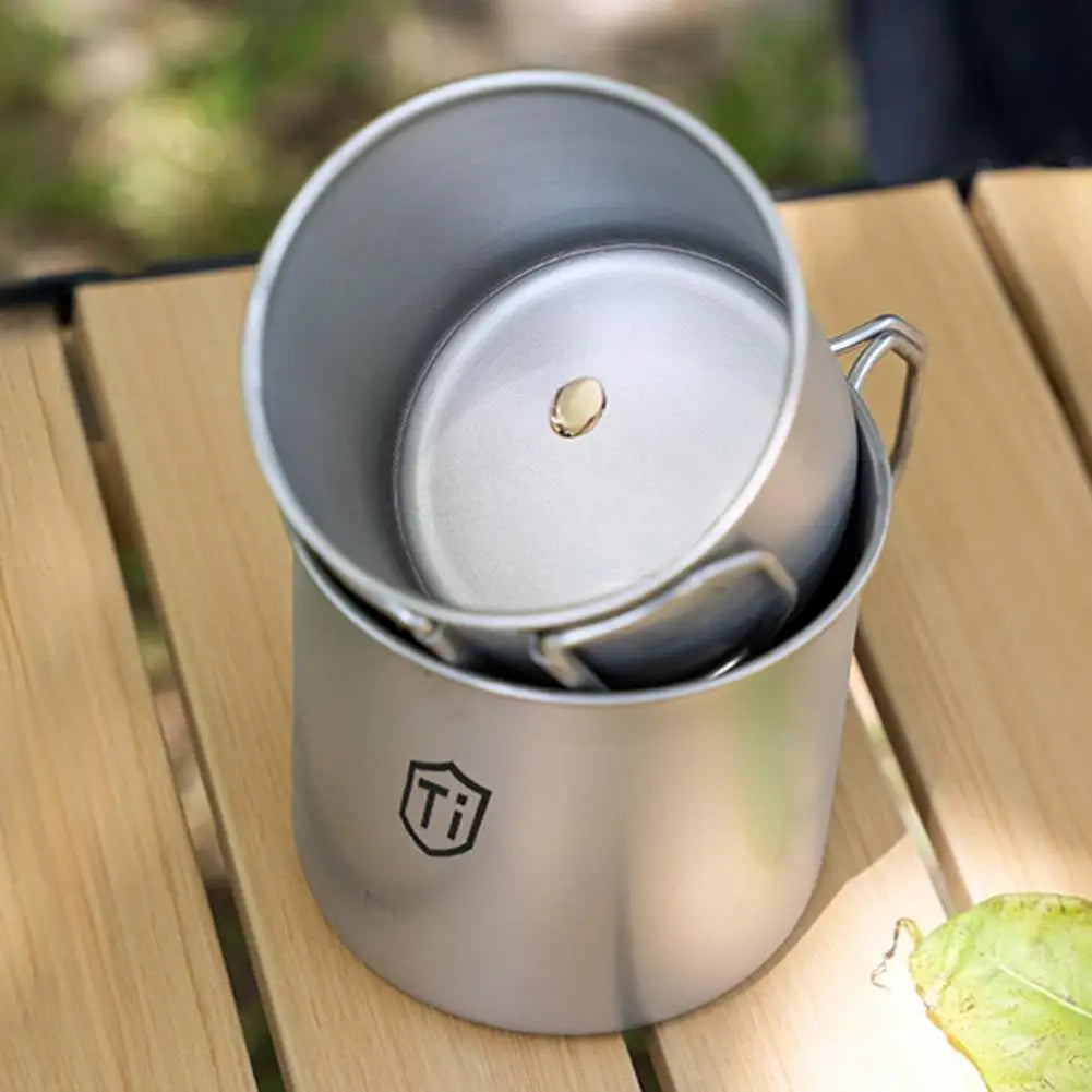 Titanium Drinking Mug with Lid | Antibacterial Camping Cup