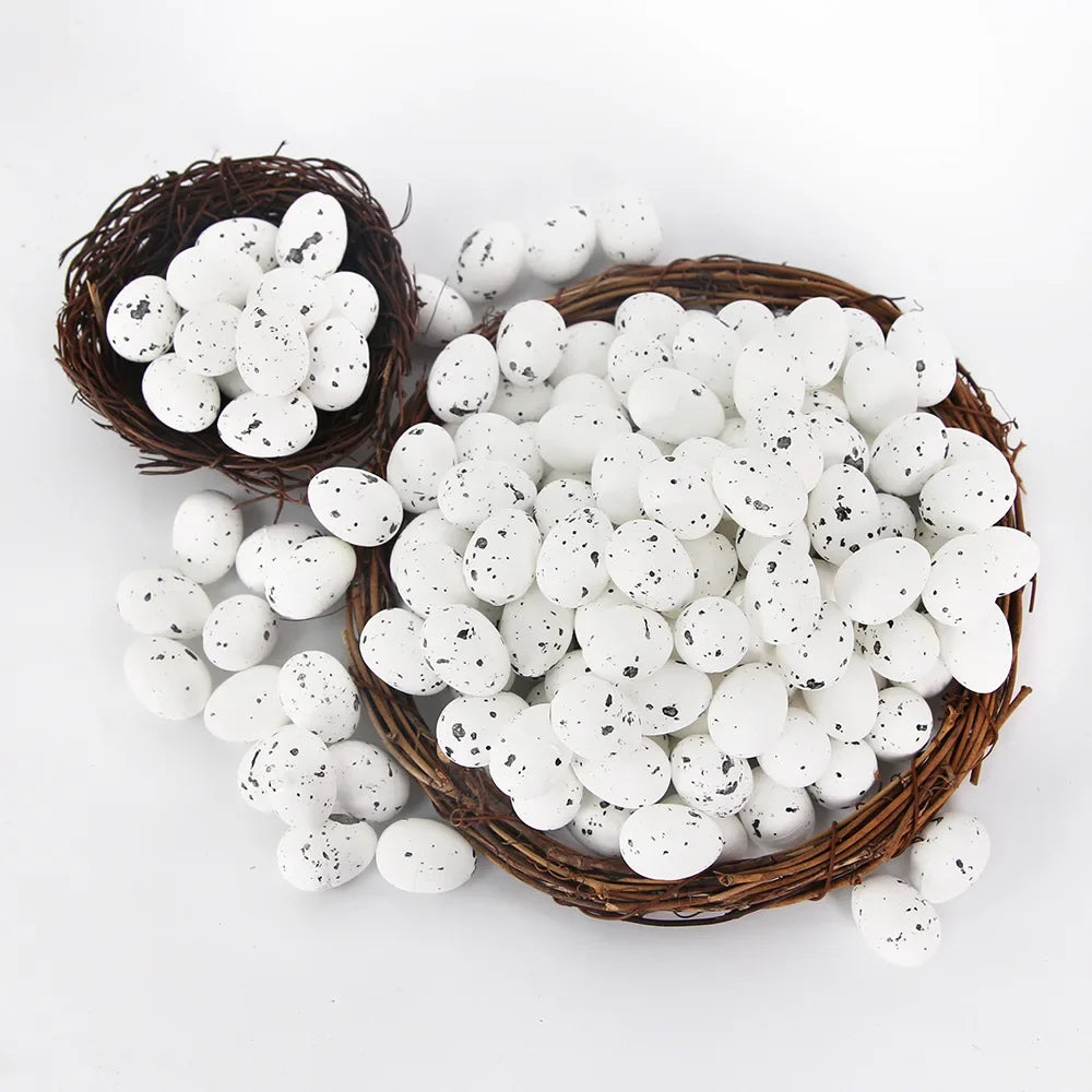 100Pcs Easter Eggs, You Can Make Your Own Mottled Foam Eggs and Egg Wreaths To Decorate The Easter Party 2025 Home Accessories Peaceful Pleasures Health and Wellness 1.8cm white