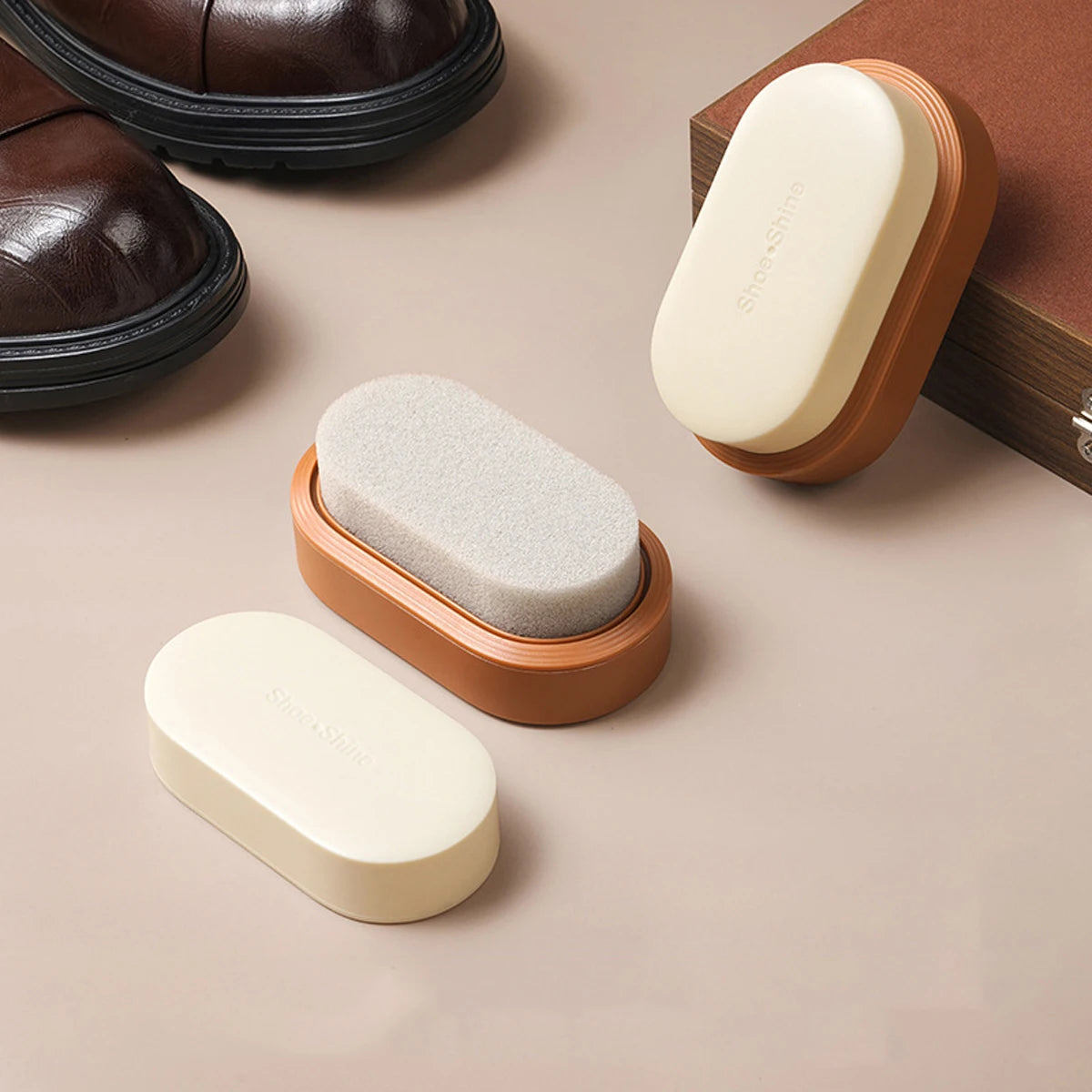 1Pcs Double-sided Sponge Shoe Polisher Portable Stain Removal Care Gentle on Leather Shoes Leather bag Leather jacket Peaceful Pleasures Health and Wellness Coffee color