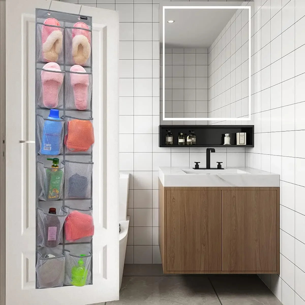 12-Pocket Hanging Shoe Organizer for Kids & Adults - Space-Saving Door Storage Solution Peaceful Pleasures Health and Wellness