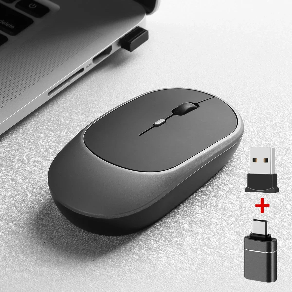 Bluetooth-compatible Wireless Mouse Rechargeable Mouse Gamer Dual Modes 2.4G USB Mice For Laptop iPad Tablet PC Macbook Mause Peaceful Pleasures Health and Wellness Grey with OTG
