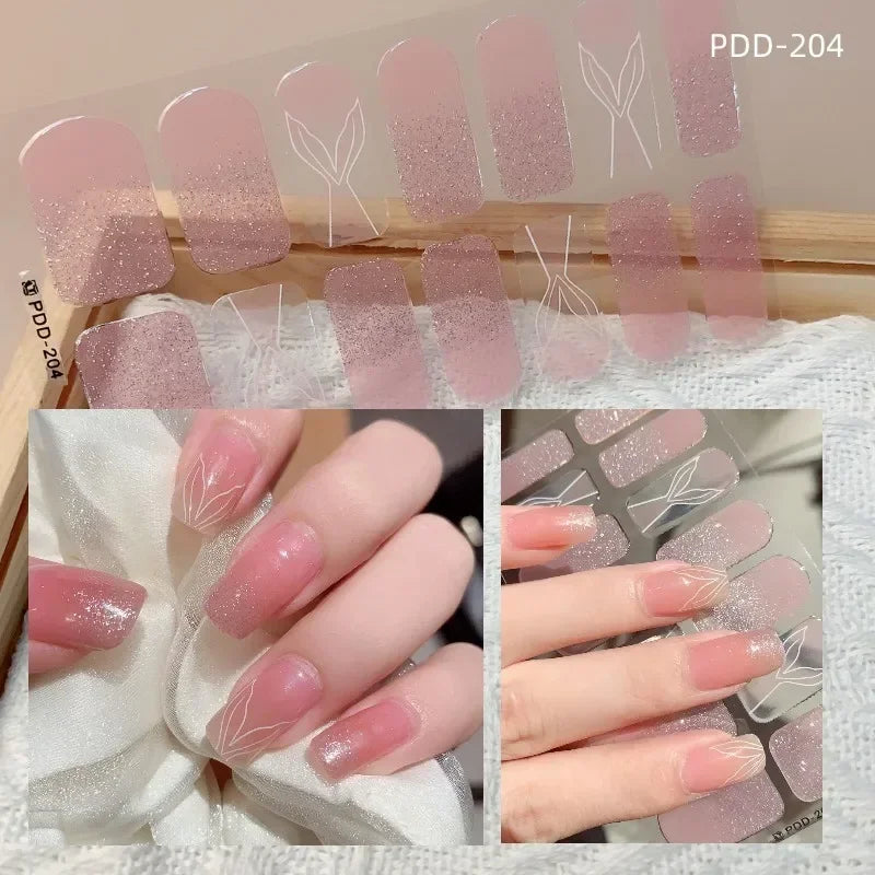 Self Adhesive Sparkling Glitter Full Cover Designer Art Nail Decoration Fashion Manicure Nail Stickers Peaceful Pleasures Health and Wellness PDD-204