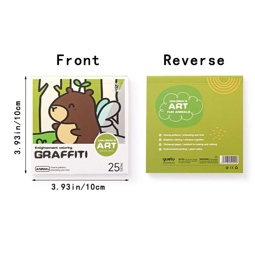 25 Sheets Cartoon Convenient Coloring Book Mini Watercolor Student