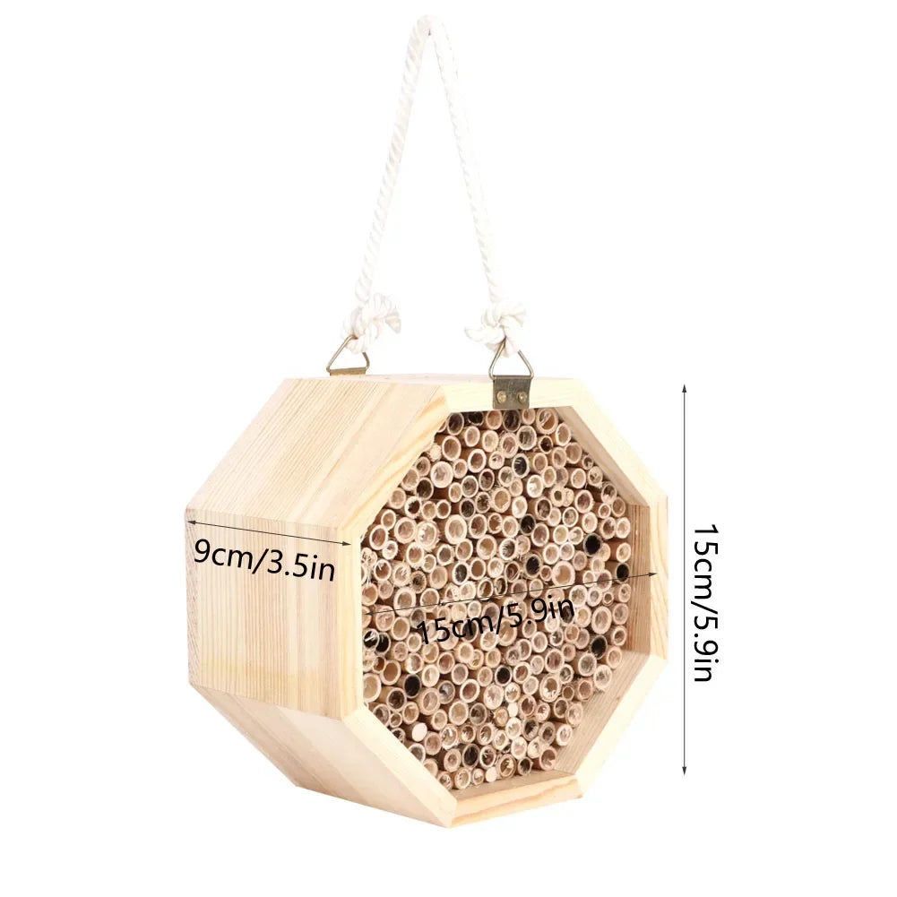 Wooden Insect Bee House Wood Bug Room Hotel Nesting Box Outdoor