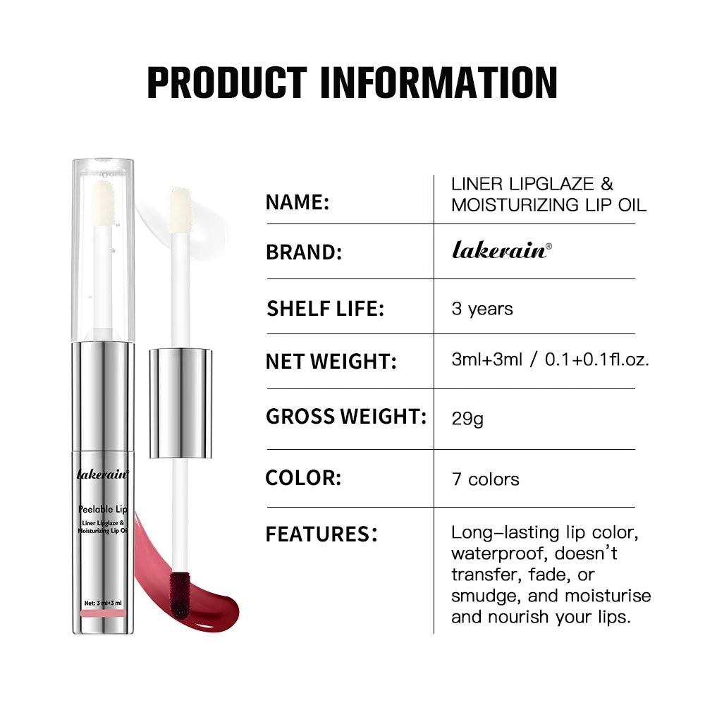 Double Head Waterproof Lip Liner And Lip Gloss Lip Stain Long Wear Matte Nourishing Ingredients Smudge Proof Cosmetics Peaceful Pleasures Health and Wellness