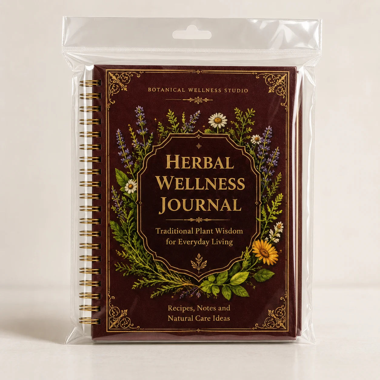 Retro Botanical A5 Spiral Notebook Natural Care Log Book Portable
