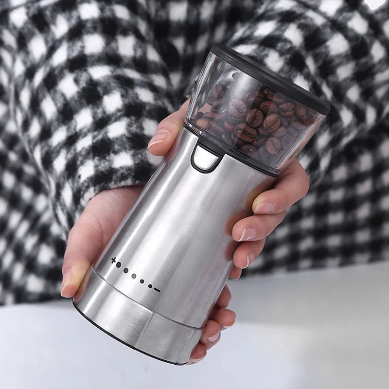 USB Rechargeable Electric Burr Coffee Grinder – Stainless Steel