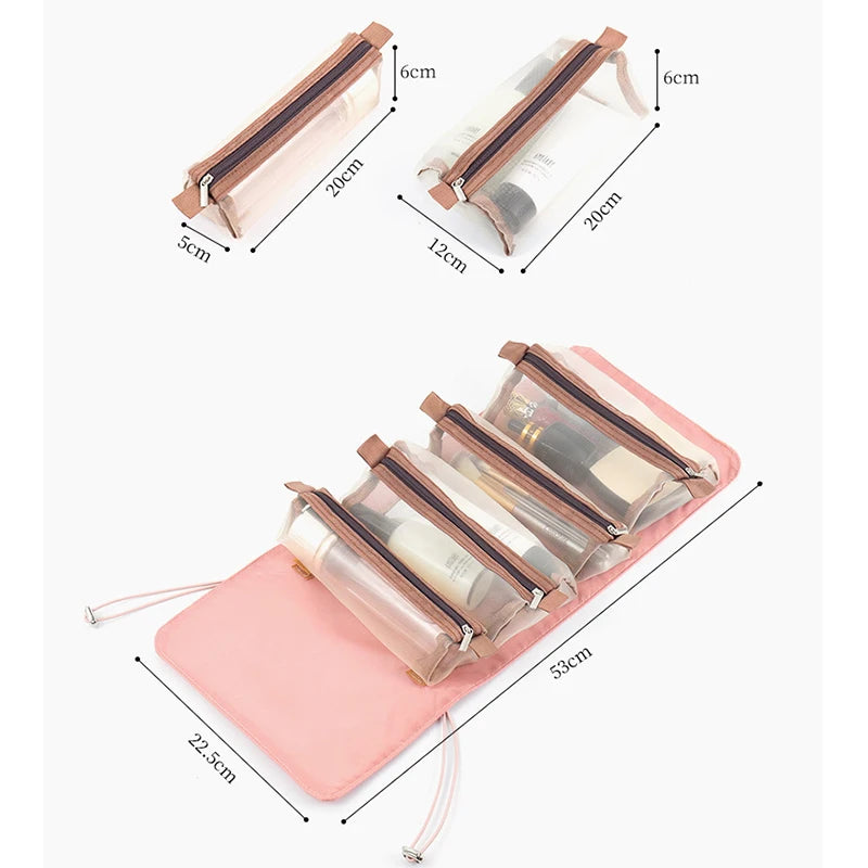 4-in-1 Foldable Hanging Cosmetic Bag | Travel Toiletry Organizer