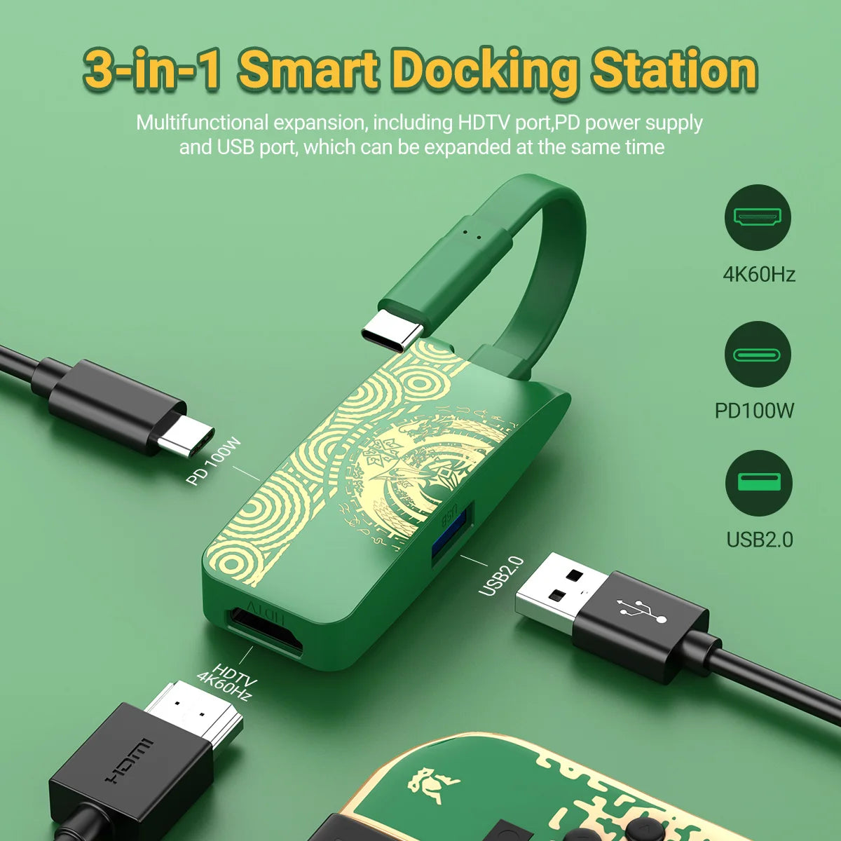 NADODO USB-C to HDMI Dock – Switch, Steam Deck & iPad | PD 100W