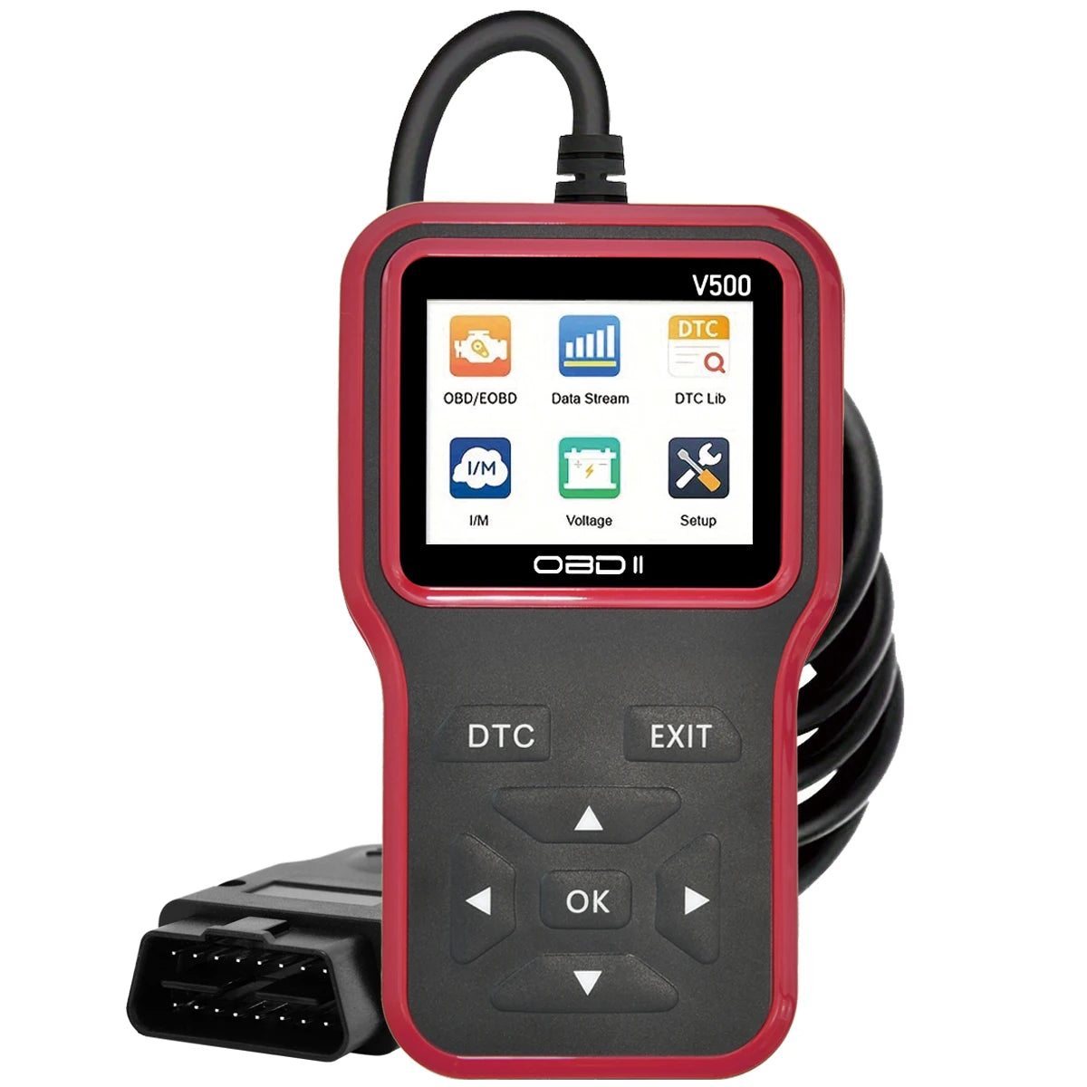 Car OBD2 Scanner Diagnostic Tool Code Reader, Car Voltage Tester Engine Fault Code Scanner, Charging Tester Diagnostic Tool V500 Peaceful Pleasures Health and Wellness Black one-size
