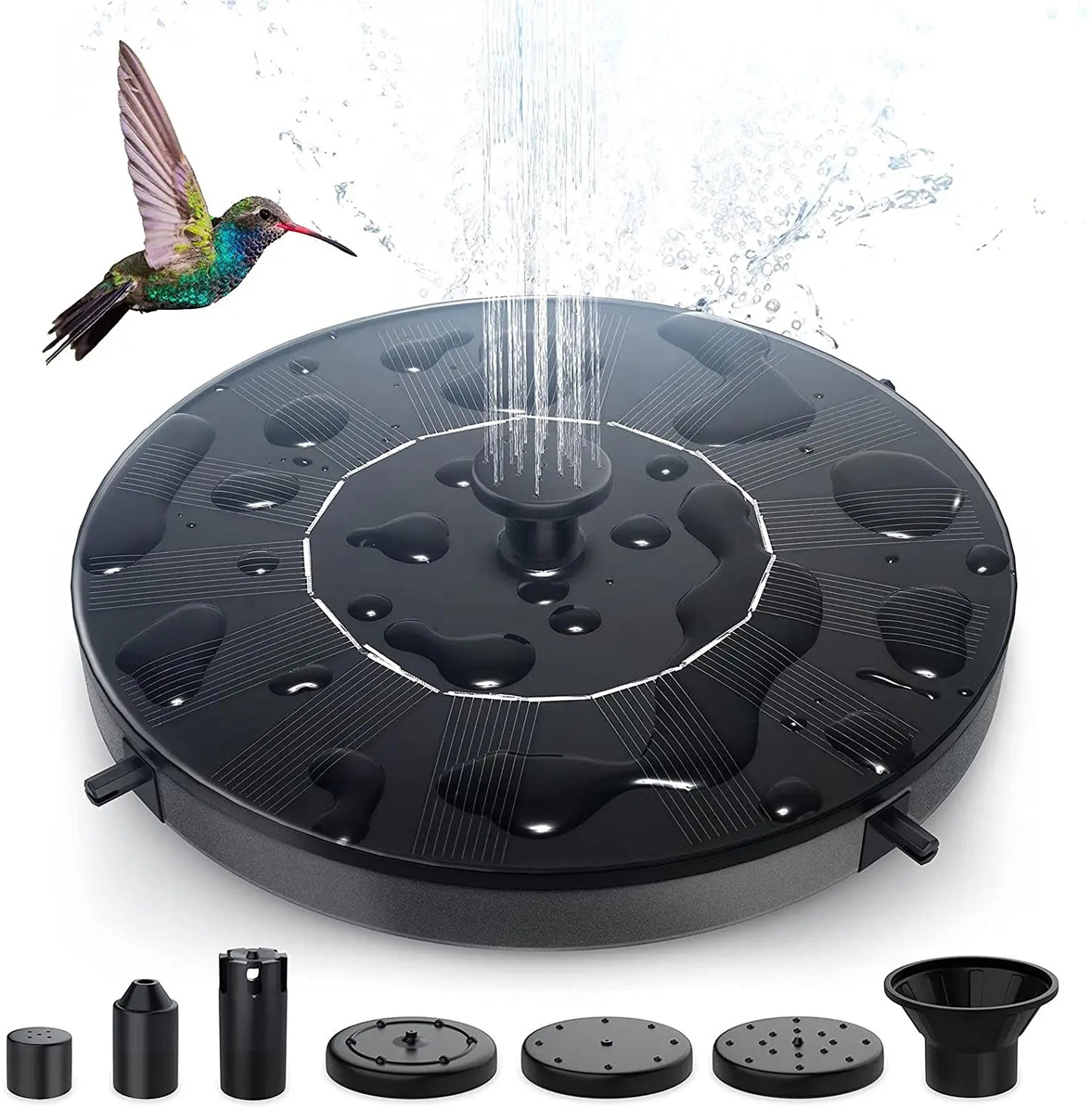 1W/1.4W/2.5W solar fountain with 6 nozzles suitable for gardens bird baths ponds swimming pools outdoor Peaceful Pleasures Health and Wellness 2.5W