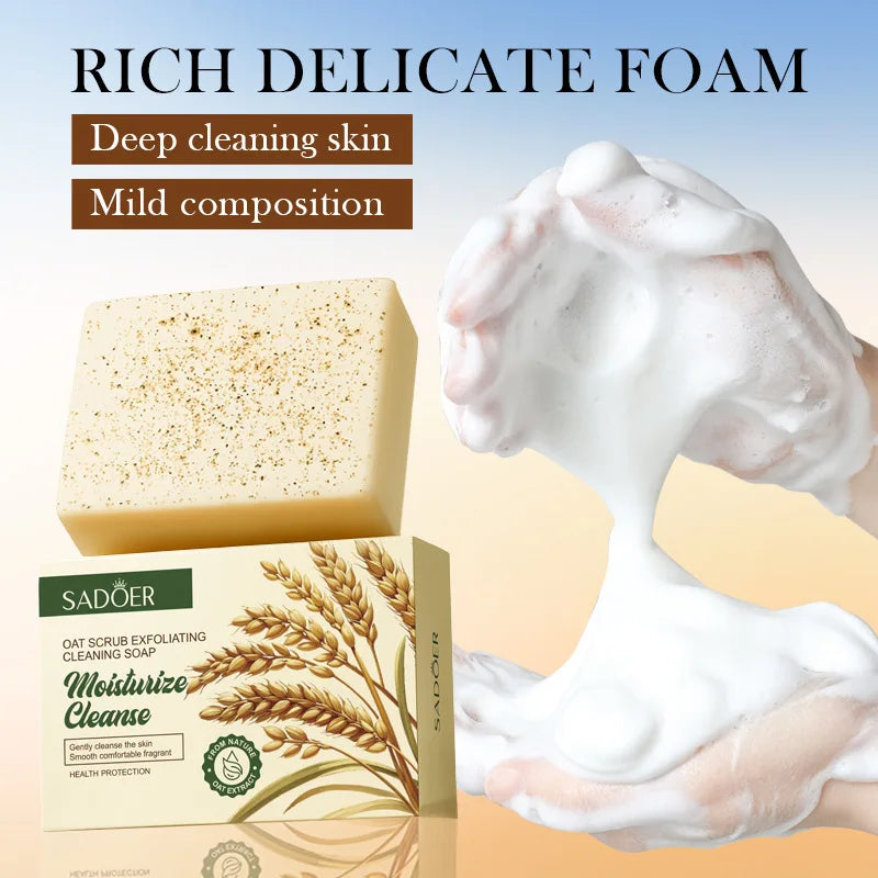 SADOER Oat Scrub Exfoliating Soap 100g – Gentle Cleansing Bar