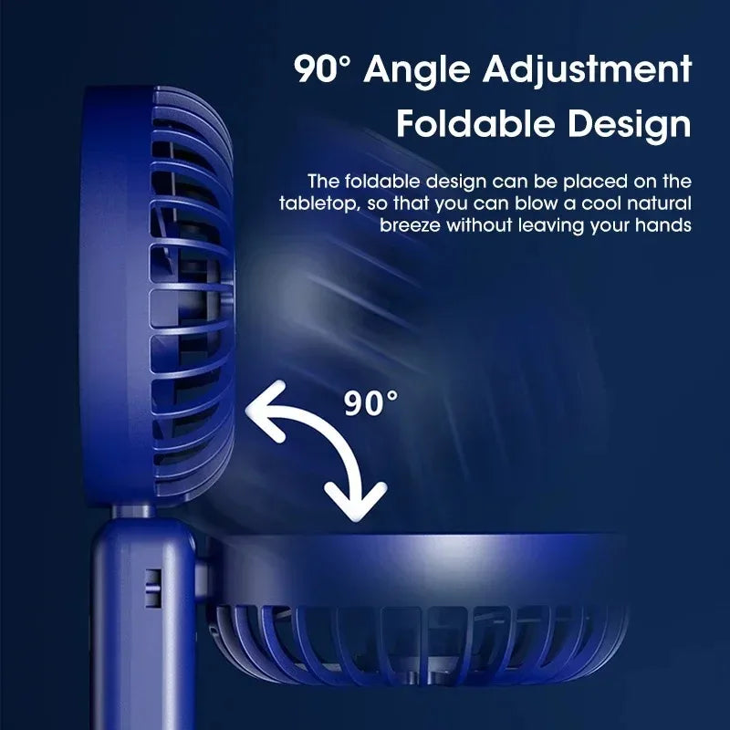 Portable Mini Handheld Fan USB Rechargeable 5 Speed Super Quiet with Hook for Office Outdoor Travel Cooling Peaceful Pleasures Health and Wellness