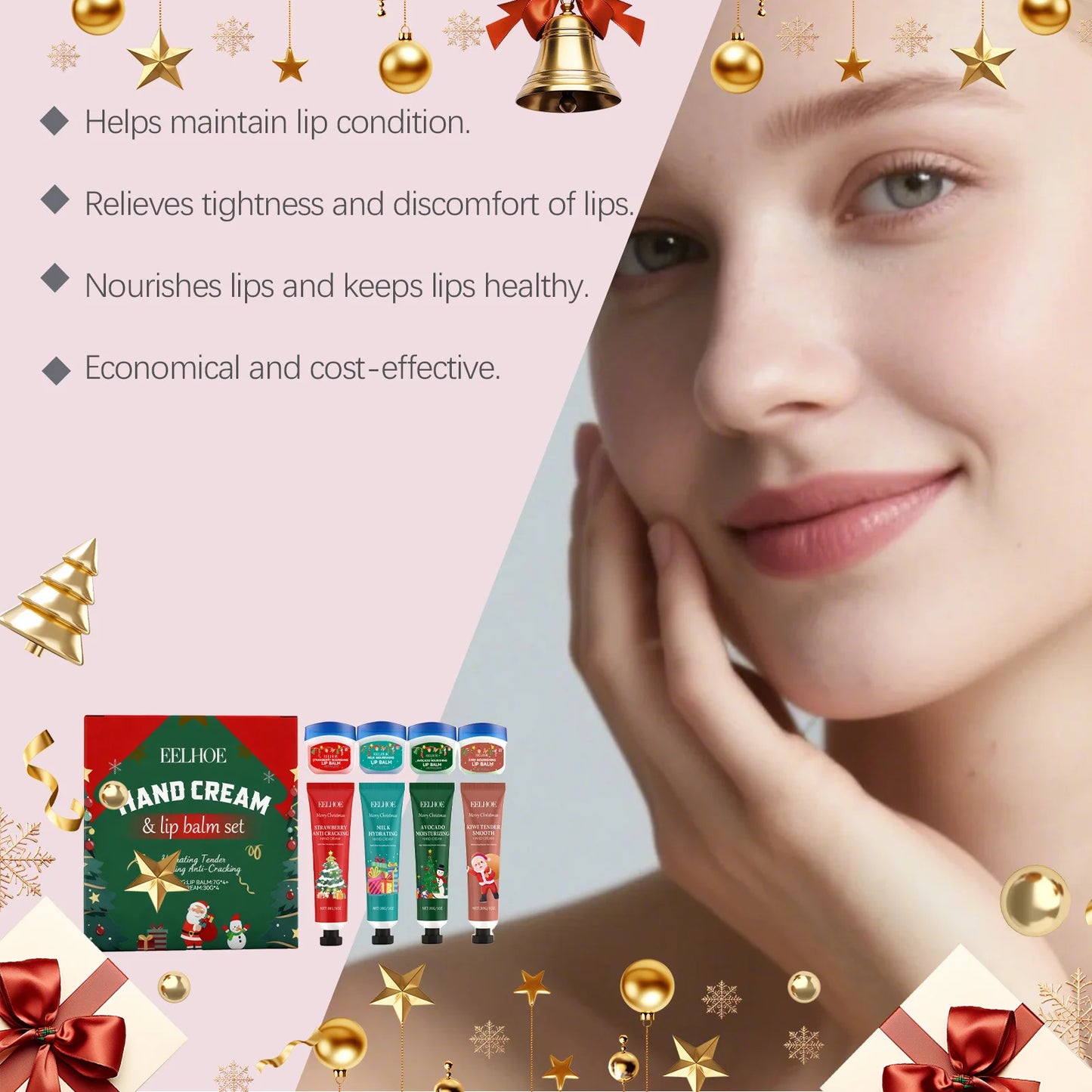 Christmas Hand Cream & Lip Balm Gift Set – 8pc Holiday Kit