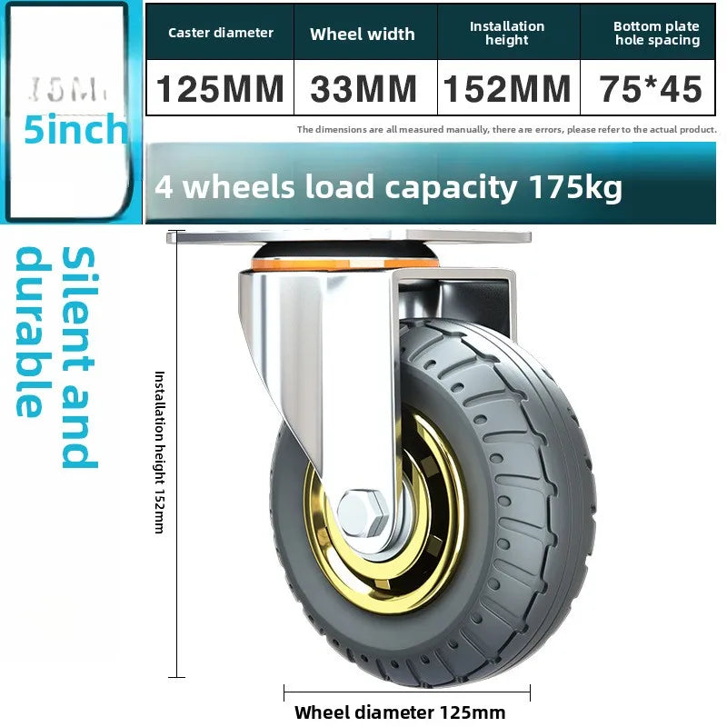 3/4/5 Inch Silent Swivel Rubber Caster Wheel – Heavy Duty