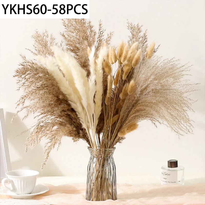 Natural Dried Pampas Grass Bunny Tails Bouquet | Boho Decor