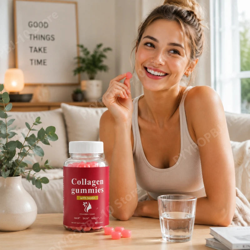Collagen Gummies with Biotin Strawberry 2500mg | 60 Count