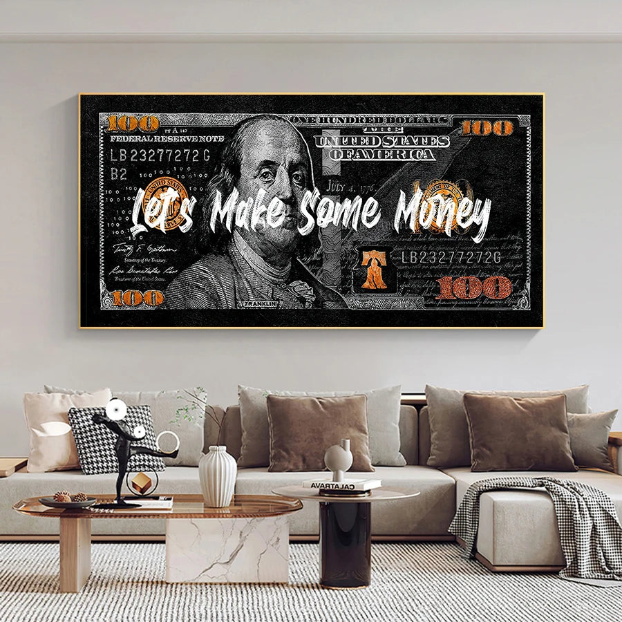 Modern Pop Hundred Dollar Posters and Prints Inspirational Dollar Bill Pop Wall arts Canvas Painting for Living Room No Frame Peaceful Pleasures Health and Wellness
