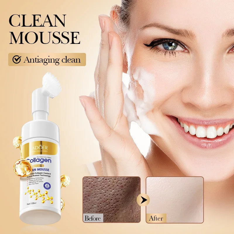 SADOER Collagen Facial Cleanser for Anti Wrinkle Deep Cleaning Mousse Nourishing Moisture Skin Care 120ml Peaceful Pleasures Health and Wellness Default Title