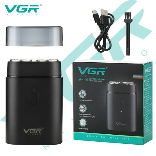 VGR Convenient Home Shaver Stainless Steel Double Blade Men's Shaver Intelligent Digital Display Washable Mini Shaver V-341 Peaceful Pleasures Health and Wellness