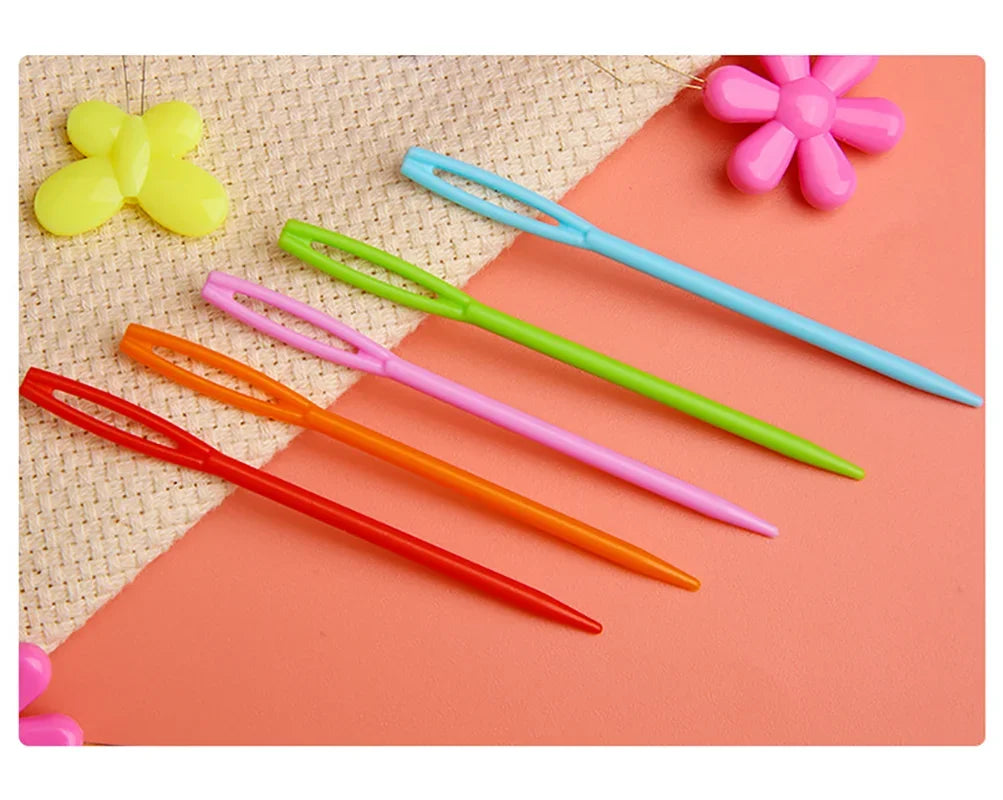 30-Piece Plastic Yarn Needles Set – 7/9/15cm Mixed Colors