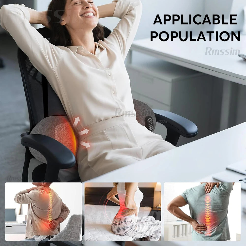3-in-1 Electric Lumbar Support Pillow with Heat,Vibration &Traction,Waist Relief Waist Support Back Pillow Waist Protection Pad Peaceful Pleasures Health and Wellness