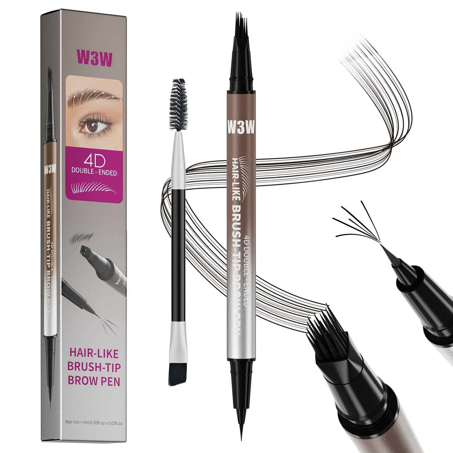 Hair Like 4D Micro Sculpting Eyebrow Pencil Dual Ended Multiple Prong Long Lasting Non Smudged Eyeliner Makeup Peaceful Pleasures Health and Wellness