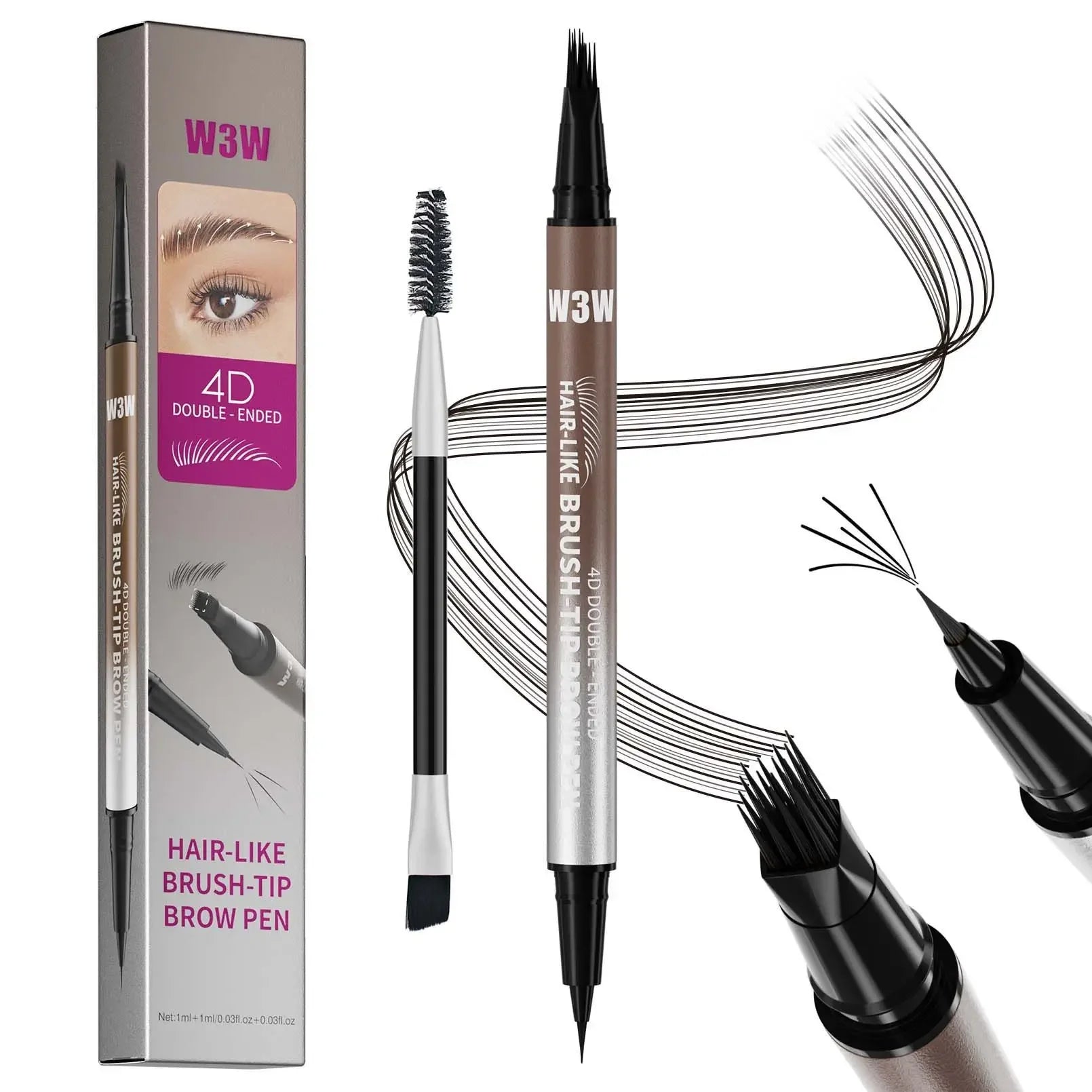 Hair Like 4D Micro Sculpting Eyebrow Pencil Dual Ended Multiple Prong Long Lasting Non Smudged Eyeliner Makeup Peaceful Pleasures Health and Wellness