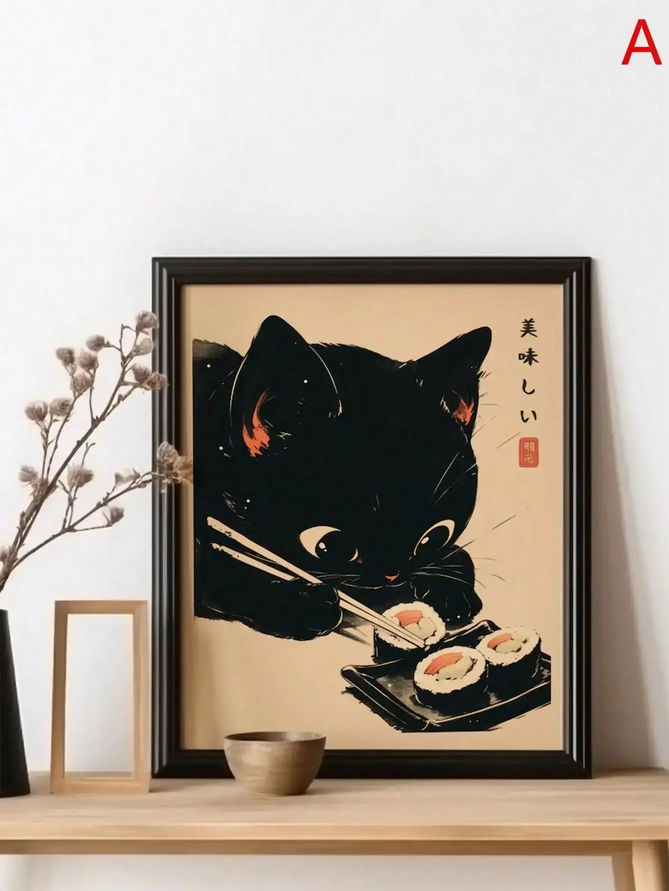 Funny Cat Ramen Sushi Canvas Poster | Japanese Wall Art Canvas Art Poster Peaceful Pleasures Health and Wellness